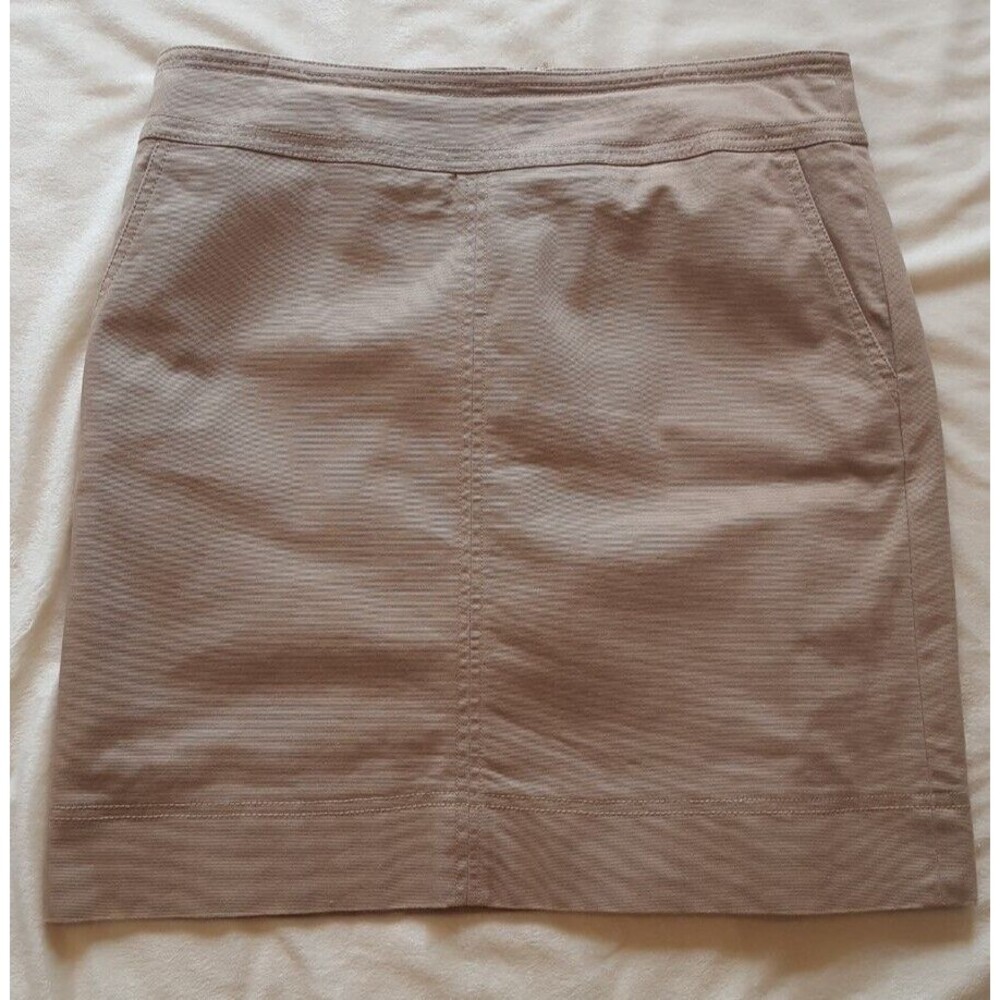 Talbots Skirt Womens 10 khaki Cotton Pencil Back Zip Lined Knee Length- 23147